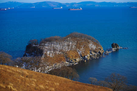 Natural landscape with a view of Nakhodka Bay. Primorsky Krai, Russiaの写真素材