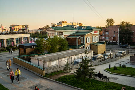 Irkutsk, Russia-September 18, 2020: 130 Kvartal quarter (Irkutsk Sloboda) is a specially created area of historic buildingsのeditorial素材
