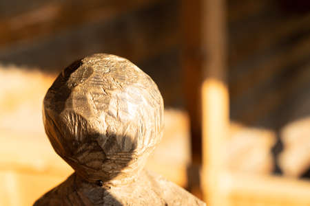 Detail of a wooden structure in close-up. Architecture, ancient architectureの写真素材