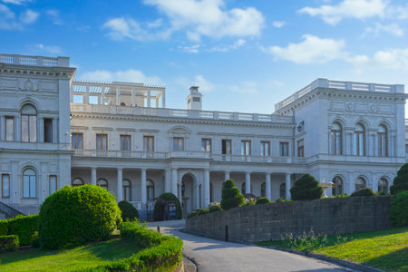 Yalta, Crimea-May 30, 2016: The architecture of the Livadia Palace. Historical building of the Romanov Houseのeditorial素材