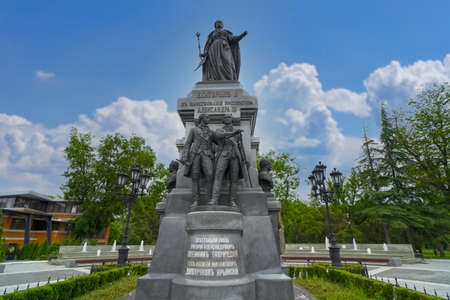 Simferopol, Crimea-June, 6, 2021: Monument to Catherine II-Empress of Russia. Attraction of the city.のeditorial素材