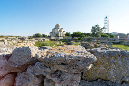 Landscape with a view of the ancient Chersonese in Sevastopol.の写真素材