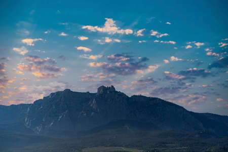 Ai-Petri Mountain on the background of the evening sky in the Crimeaの写真素材