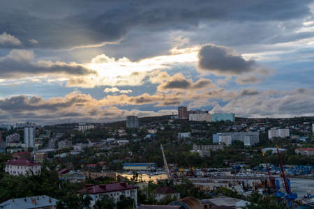 Vladivostok, Russia. Urban landscape at dawn.の写真素材