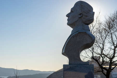 Vladivostok, Russia - December 1, 2018: Monument to the first female long-distance sailing captain Anna Shchetinina.のeditorial素材