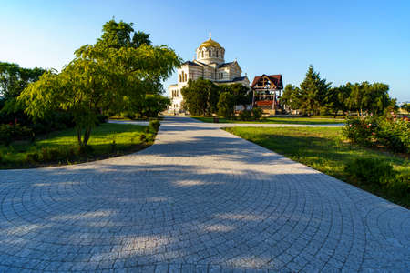 St. Vladimir's Cathedral on the territory of ancient Chersonesos. Crimea, Sevastopol.の写真素材
