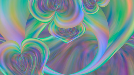 Abstract fantasy iridescent background with shapes. 3d image, 3d renderingの写真素材