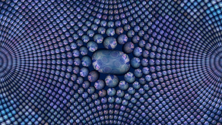 Abstract textured blue background with a pattern of spheres. 3D illustration, 3D rendering