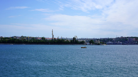 Sevastopol, Crimea-June 16, 2021: Urban landscape with a view of the Art Bayのeditorial素材