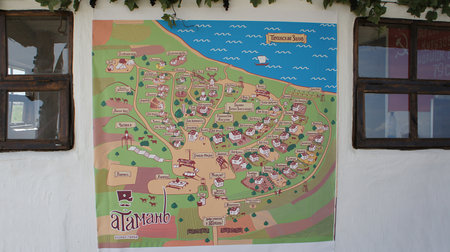 Taman, Krasnodar territory-may 21, 2011: Map of the Ataman historical Museum on the wall of the house.のeditorial素材