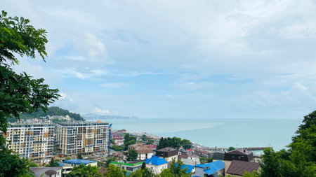 Sochi, Russia - July 24.2022: Cityscape with a fork to the village of Dagomysのeditorial素材