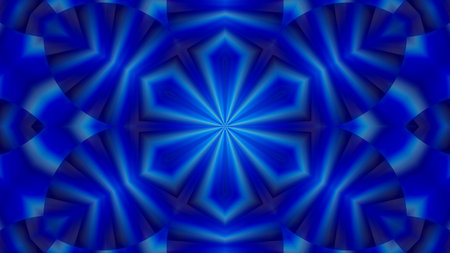 Abstract textured luminous blue Kaleidoscope mandalaの写真素材