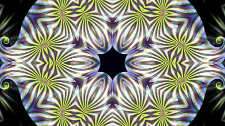 Abstract textured luminous multicolored Kaleidoscope mandala. design, art