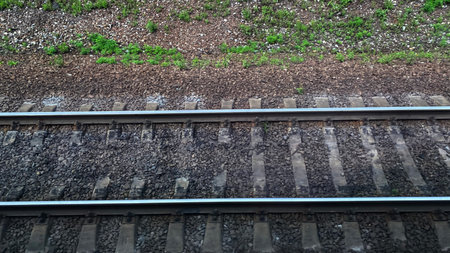 Landscape with a view of the rails and sleepers of the railway