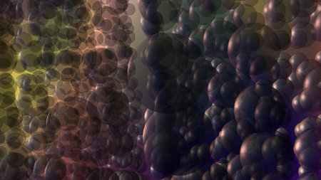 Abstract fantasy background with transparent bubbles. 3D illustration, 3D renderingの写真素材