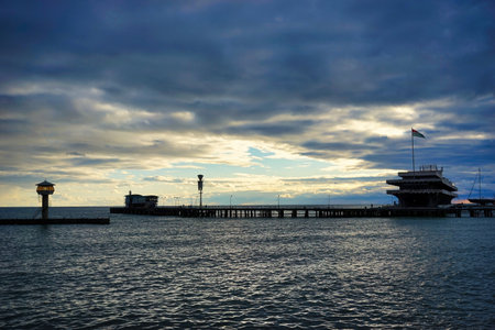 Seascape overlooking the pier of the sea station in Sukhum. Abkhaziaの写真素材