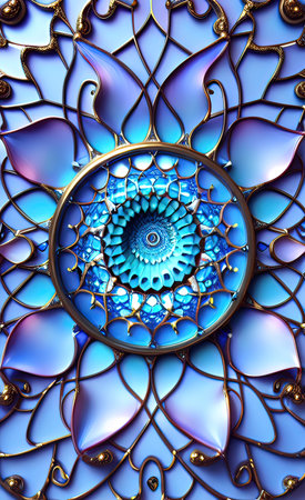 Abstract textured blue and gold backgroundの素材