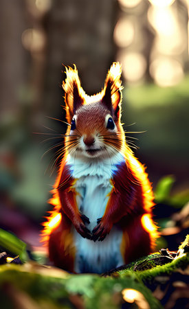Portrait of a cute squirrel in a foxの素材