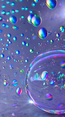 Abstract background with colorful soap bubbles. .AIの素材