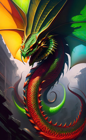 portrait of a dragon close-upの素材