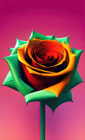 Beautiful rose made of papers on a pink backgroundの素材
