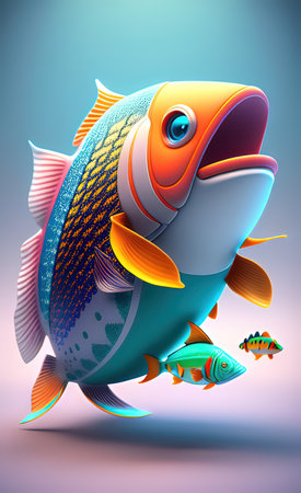 Abstract background with 3d fishの素材