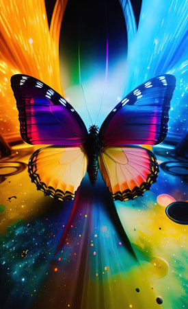Abstract background with multicolored butterflyの素材