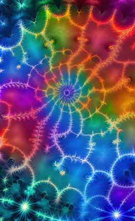 Abstract multi-colored fantasy fractal backgroundの素材