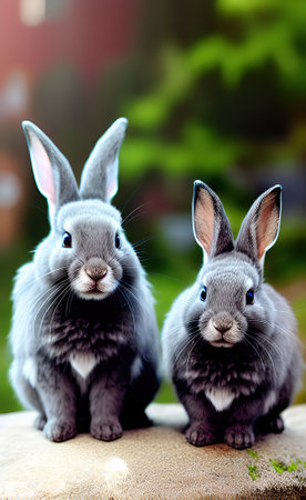 Portrait of Gray Rabbitsの素材