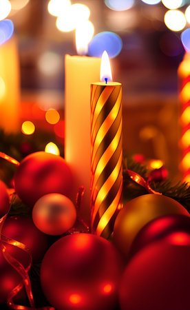Beautiful festive background with candlesの素材