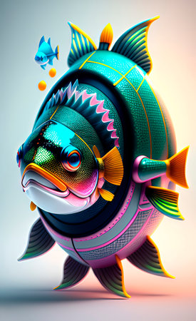 Abstract background with 3d fishの素材