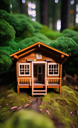 Natural background with a toy house. .aiの素材