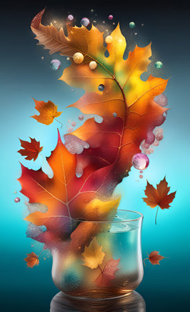 Abstract autumn background with maple leaves. .AIの素材