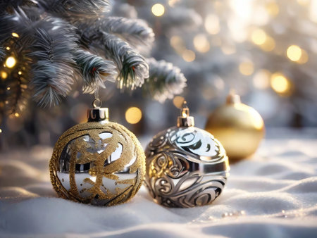 Festive background with christmas balls. .AIの素材