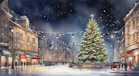 New Year's cityscape. .AIの素材