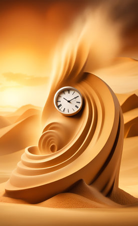 Alarm clock in waves of sand and dust. .aiの素材