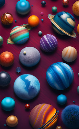 Abstract background with toy planets. A.I.の素材