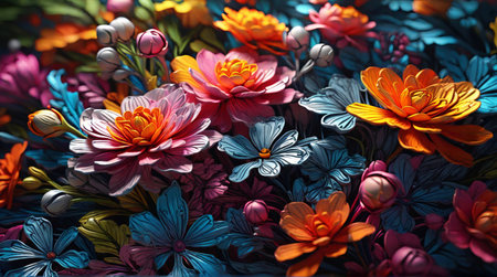 Abstract textured multicolored floral background. A.I.の素材