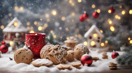 Christmas background with festive cookies. A.I.の素材