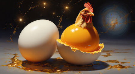 Abstract background with eggs and chicken. A.I.の素材