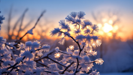 Beautiful winter background with ice crystals. A.I.の素材