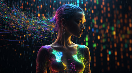 A woman with a futuristic, technological appearance. A.I.の素材