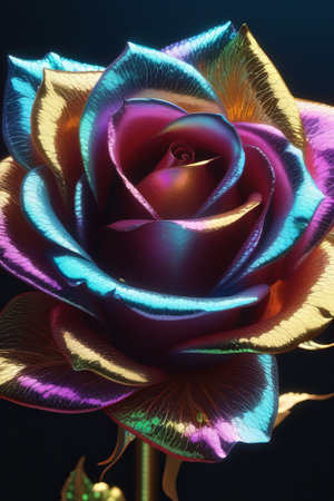 Beautiful holographic rose. A.I.の素材