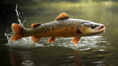 A fish jumping out of the water. A.I.の素材