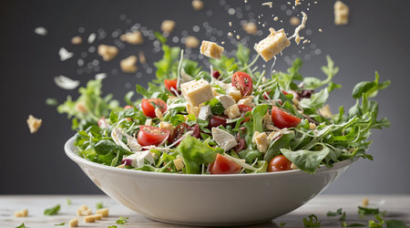 Caesar salad in a white plateの素材