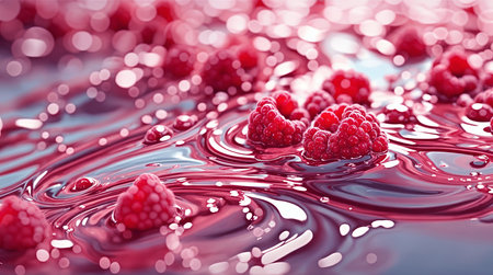 Raspberries in raspberry syrup. A.I.の素材