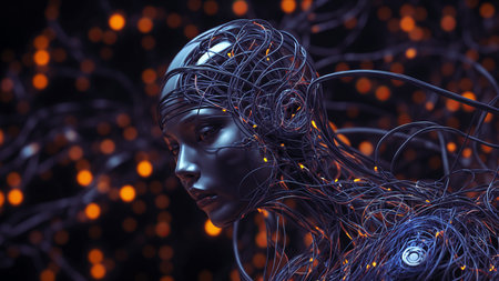 A woman with a futuristic, technological appearance. A.I.の素材