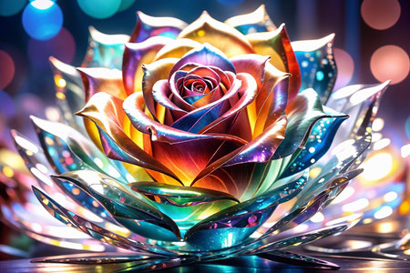 Beautiful holographic rose. A.I.の素材