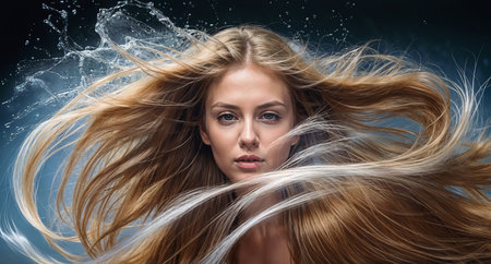 Beautiful blonde woman with long hairの素材