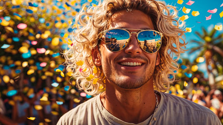 Portrait of a young man with a smileの素材